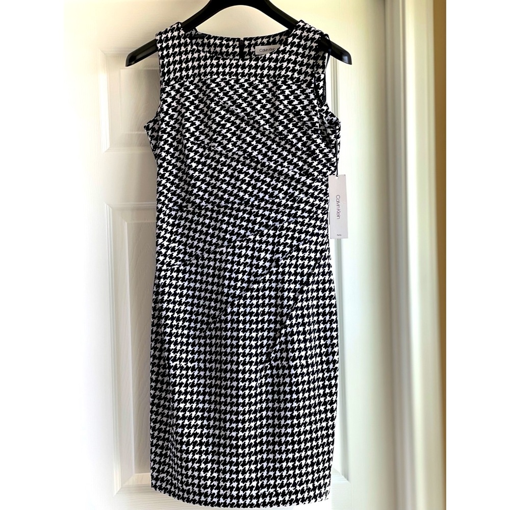 Calvin Klein Womens Houndstooth Sheath Dress